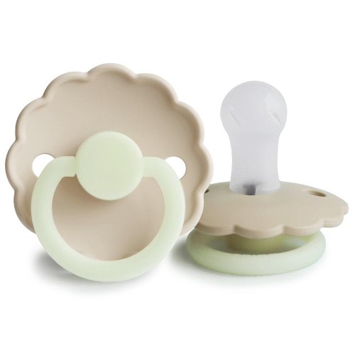 Σετ 2 Πιπίλες Latex Νυκτός FRIGG Daisy Cream/Croissant 0-6 Μηνών