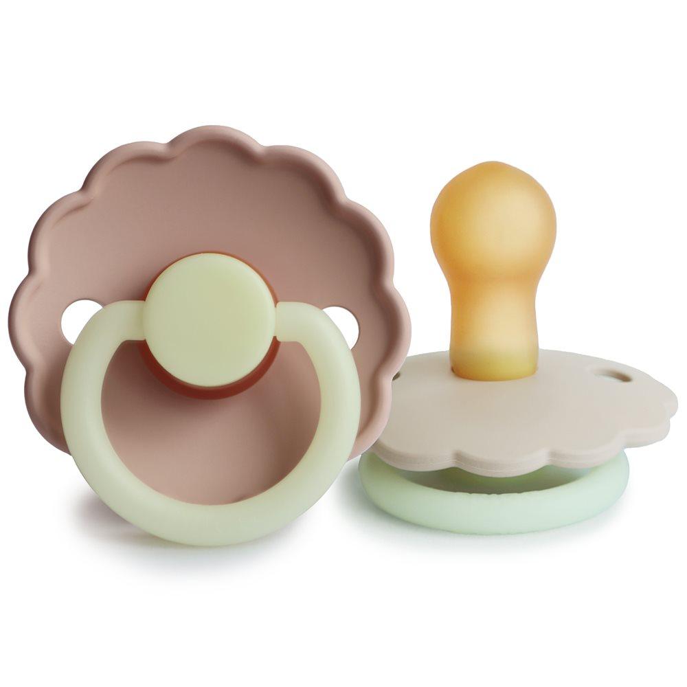 Σετ 2 Πιπίλες Latex Νυκτός FRIGG Daisy Blush/Cream 0-6 Μηνών