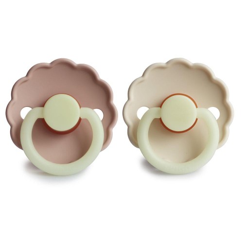 Σετ 2 Πιπίλες Latex Νυκτός FRIGG Daisy Blush/Cream 0-6 Μηνών
