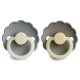 Σετ 2 Πιπίλες Latex Νυκτός FRIGG Daisy French Gray/Portobello 0-6 Μηνών