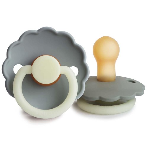 Σετ 2 Πιπίλες Latex Νυκτός FRIGG Daisy French Gray/Portobello 0-6 Μηνών