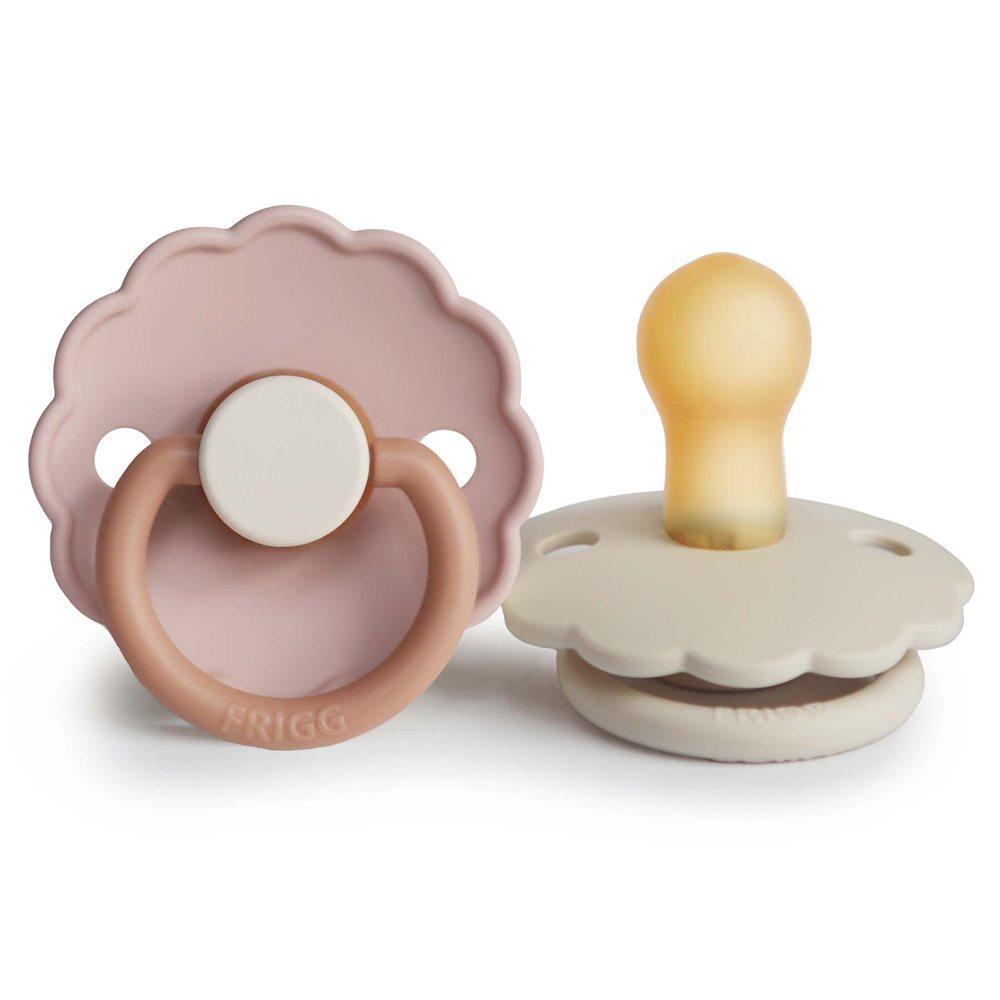Σετ 2 Πιπίλες Latex FRIGG Daisy Biscuit/Cream 0-6 Μηνών