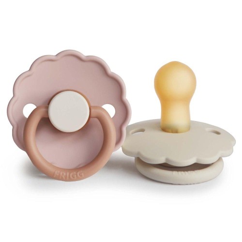 Σετ 2 Πιπίλες Latex FRIGG Daisy Biscuit/Cream 0-6 Μηνών
