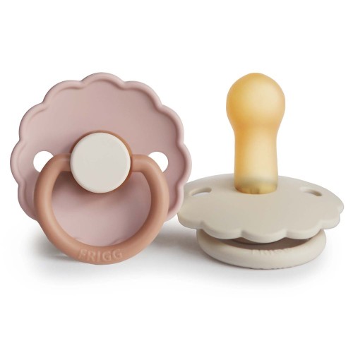 Σετ 2 Πιπίλες Latex FRIGG Daisy Biscuit/Cream 6-18 Μηνών