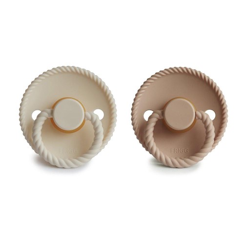 Σετ 2 Πιπίλες Latex FRIGG Rope Cream/Croissant 0-6 Μηνών