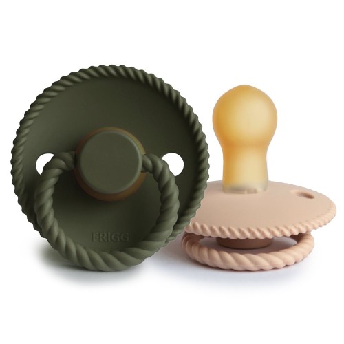 Σετ 2 Πιπίλες Latex FRIGG Rope Croissant/Olive 0-6 Μηνών