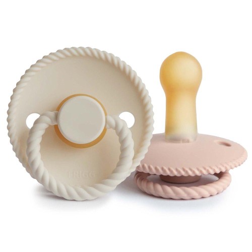 Σετ 2 Πιπίλες Latex FRIGG Rope Blush/Cream 6-18 Μηνών