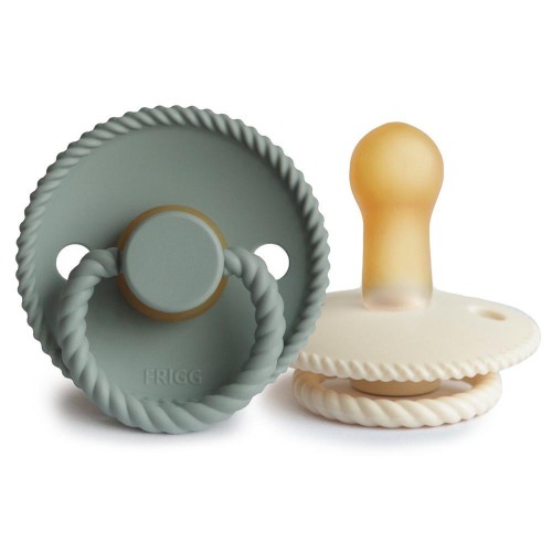 Σετ 2 Πιπίλες Latex FRIGG Rope Cream/Sage 6-18 Μηνών