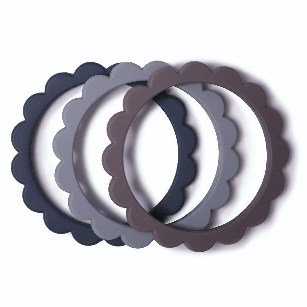 Σετ 3 Βραχιόλια Οδοντοφυΐας - Dove Gray/Steel/Stone - Mushie