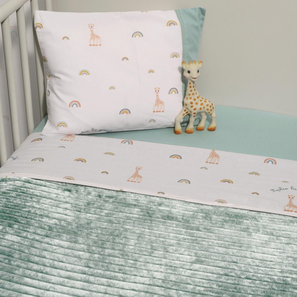 Minky ΝEW Κοτλέ Κουβέρτα Λίκνου Διπλής Όψης 75x95 Des.503 SOPHIE LA GIRAFE