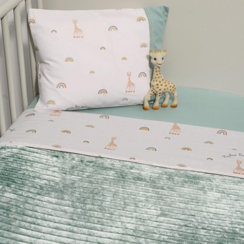 Minky ΝEW Κοτλέ Κουβέρτα Λίκνου Διπλής Όψης 75x95 Des.503 SOPHIE LA GIRAFE