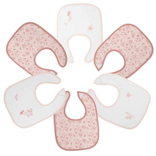 Σετ 6 Σαλιαρών 22x30cm - Pink Flower - Trois Kilos Sept